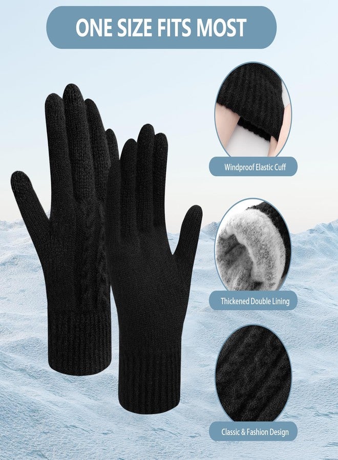 Clothclose Thicken Winter Gloves Women Knit Wool Warm Gloves for Women Touchscreen Thermal Gloves Fleece lined Elastic Women's Winter Gloves - Image 3